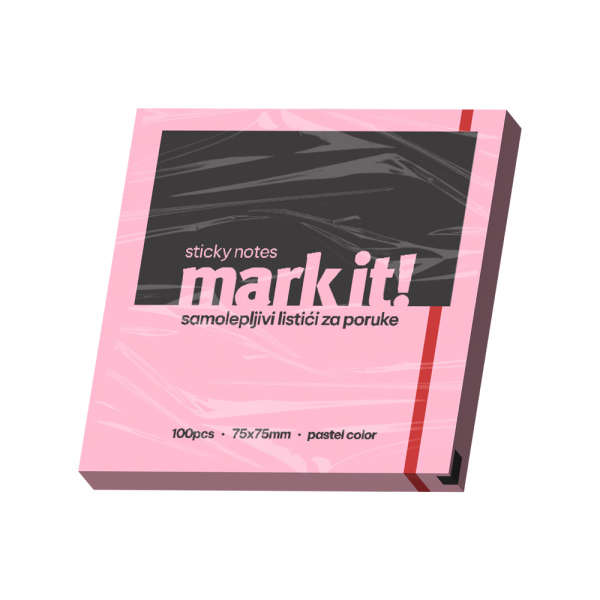 Samolepljivi listići Mark 100lis, 75x75mm roze