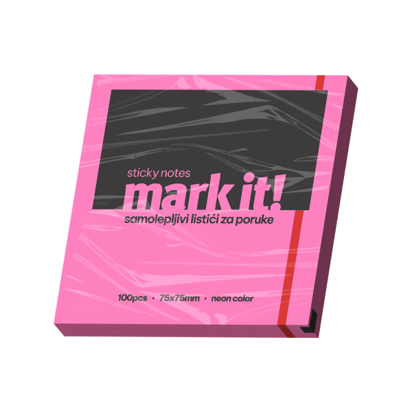 Samolepljivi listići Mark 100lis, 75x75mm NEON roze