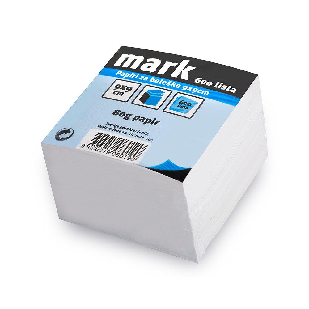 Papiri za beleške 9x9 cm MARK nelajmovani, 600 lista 060190