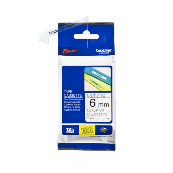 TZe-111 crna na prozirno 6mm