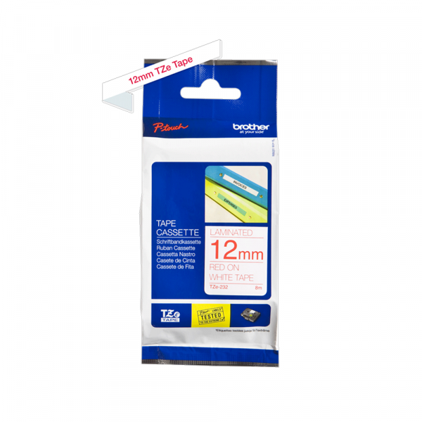 TZe-232 crvena na belo 12mm