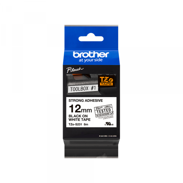TZES-231 Jako lepljiva traka crna na belo 12mm