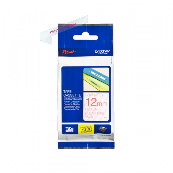 TZe-132 crveno na providno 12mm