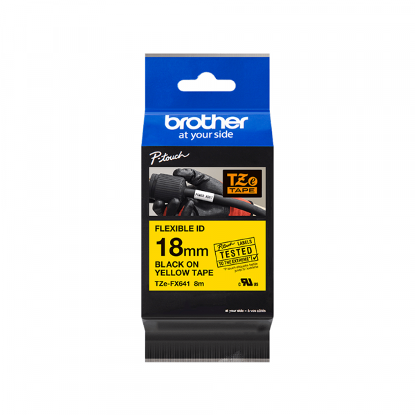TZeFX-641 crna na žuto 18mm Flexible ID