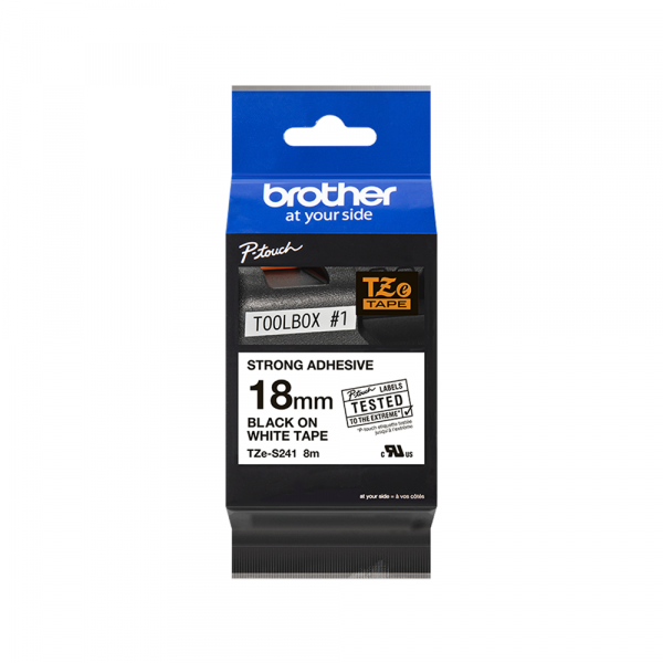 TZES-241 Jako lepljiva traka crna na belo 18mm