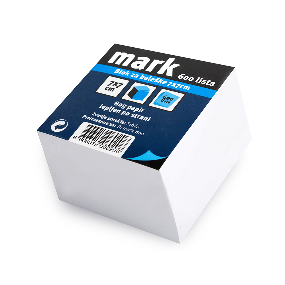 Blok za beleške 7x7cm MARK 600 lista, lajmovan  060206